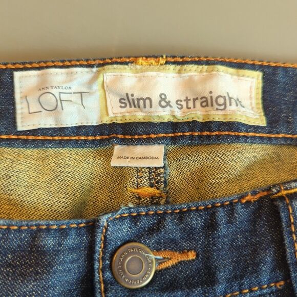 Ann Taylor Loft Slim & Straight Jeans Womens 6 Blue Dark Wash Stretch - Picture 5 of 6